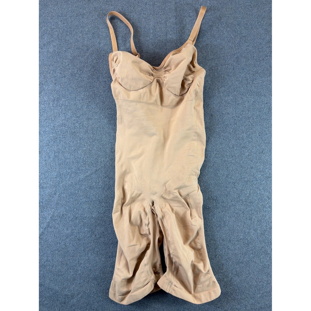 SKIMS Shapewear Bodysuit Women‎ L/XL Tan Seamless Sculpting Mid-Thigh Bodysuit